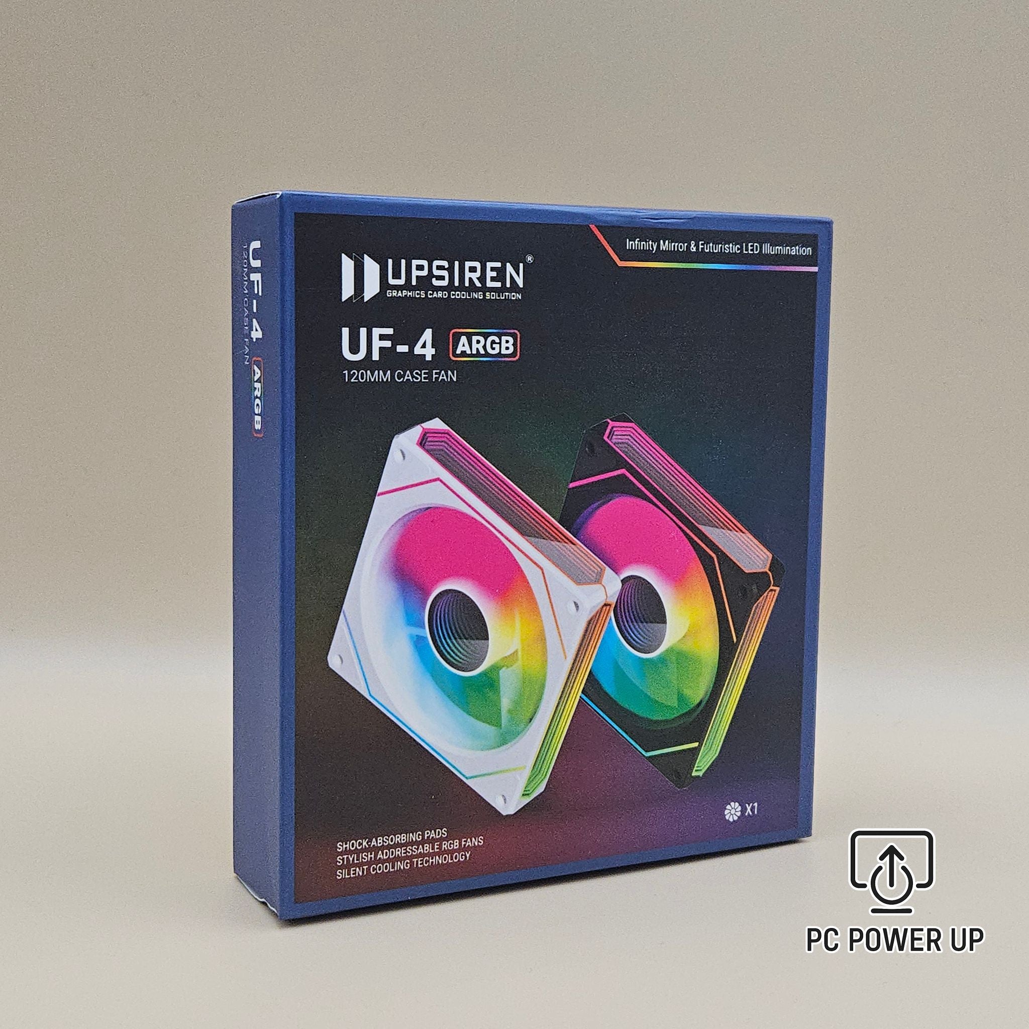 PC Case Fan Reverse (Black) - UPSIREN 120mm Infinity Mirror Design with ARGB and Quiet Cooling
