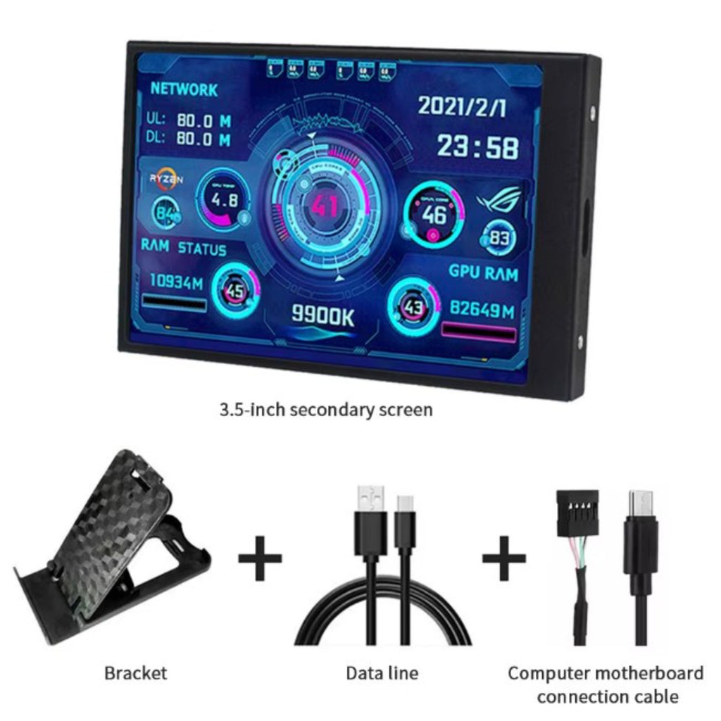 3.5″ Screen Mini PC System Monitor USB‑C – IPS Secondary Display for CPU/GPU/RAM Stats