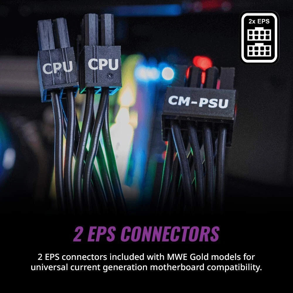 Cooler Master MWE 850 Gold V2 Fully Modular PSU (UK Plug) - 80 PLUS Gold 850W Power Supply Unit, Flat Black Cabling, 120mm HDB Fan - NEW & SEALED