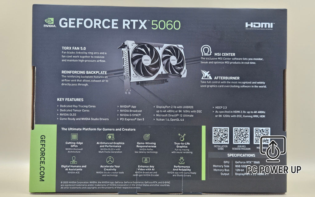 NVIDIA GeForce RTX 5060 Graphics Card (8GB GDDR6) MSI Ventus 2x - New & Sealed