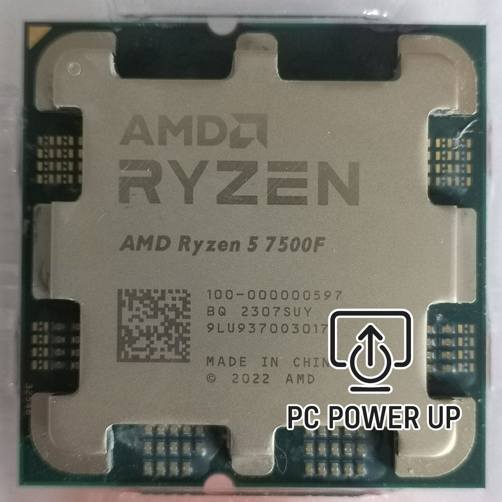 AMD Ryzen 5 7500F Processor (6‑Core, Zen 4, AM5) - used & tested. AMD Ryzen 5 7600 with 6 cores, 12 threads, Zen 4 efficiency. Stress tested for reliability, delivering balanced gaming and productivity at lower power.