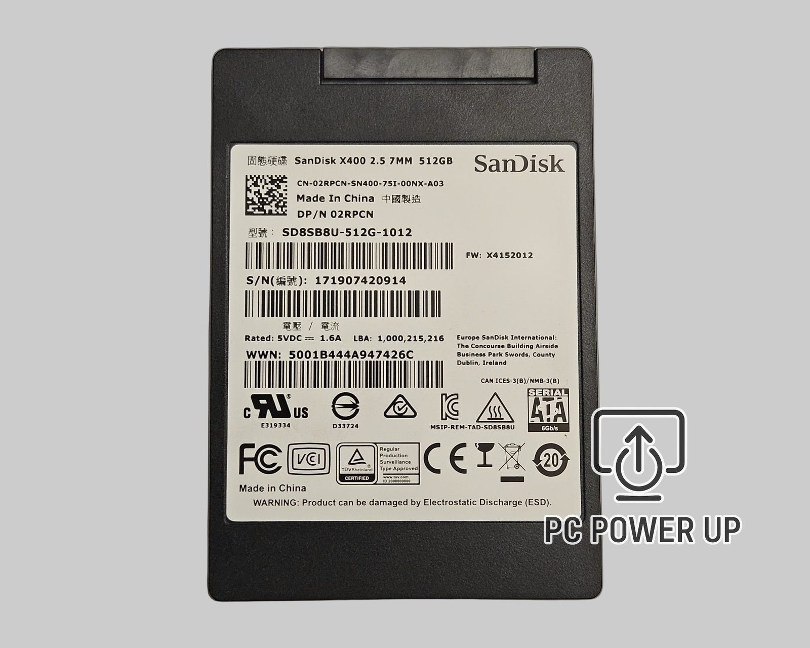 512GB SanDisk X400 2.5" 7mm SATA III SSD (SD8SB8U-512G-1012 / DP/N 02RPCN)
