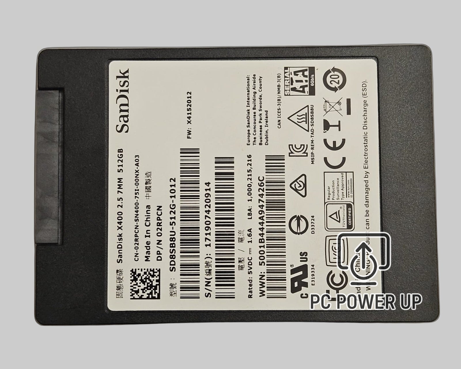 512GB SanDisk X400 2.5" 7mm SATA III SSD (SD8SB8U-512G-1012 / DP/N 02RPCN)