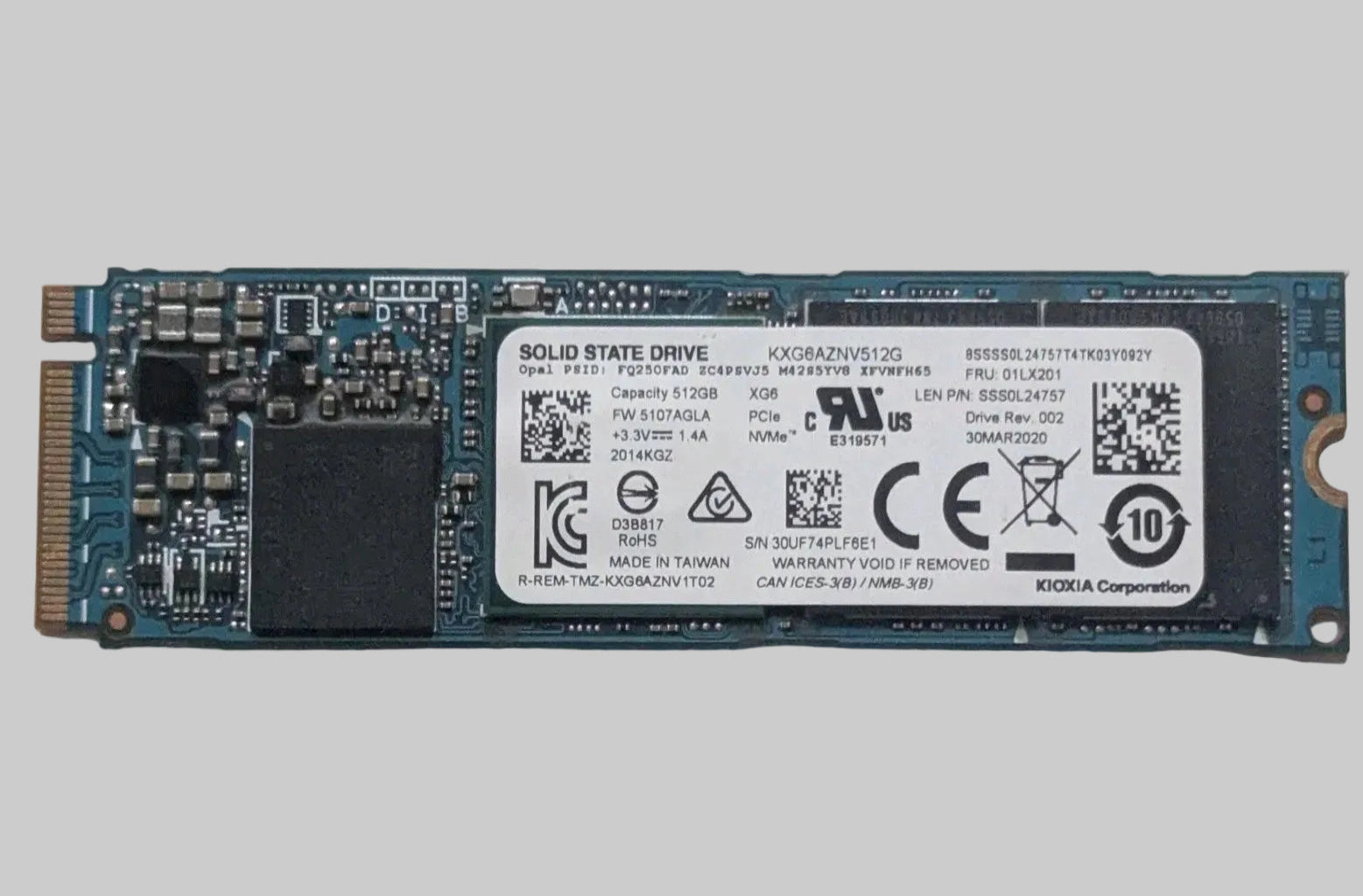 ToshibaKioxiaXG6512GBNVMeSSDKXG60ZNV512G_PCIe3.1x4_M