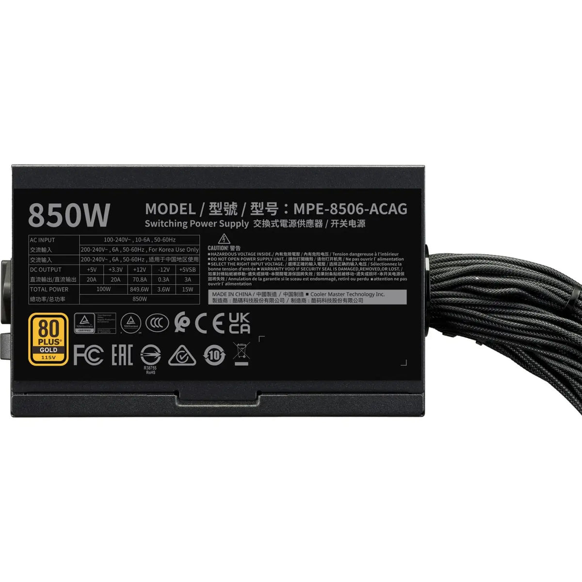 Cooler Master MWE Gold 850 V3 Non-Modular 850W 80 PLUS Gold Power Supply (ATX 3.1 / PCIe 5.1) - New & Sealed