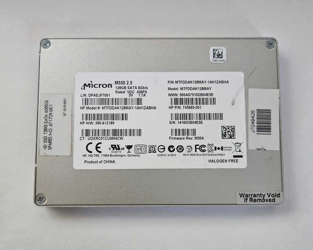 Micron M550 128GB 2.5" SATA III SSD (Solid State Drive)