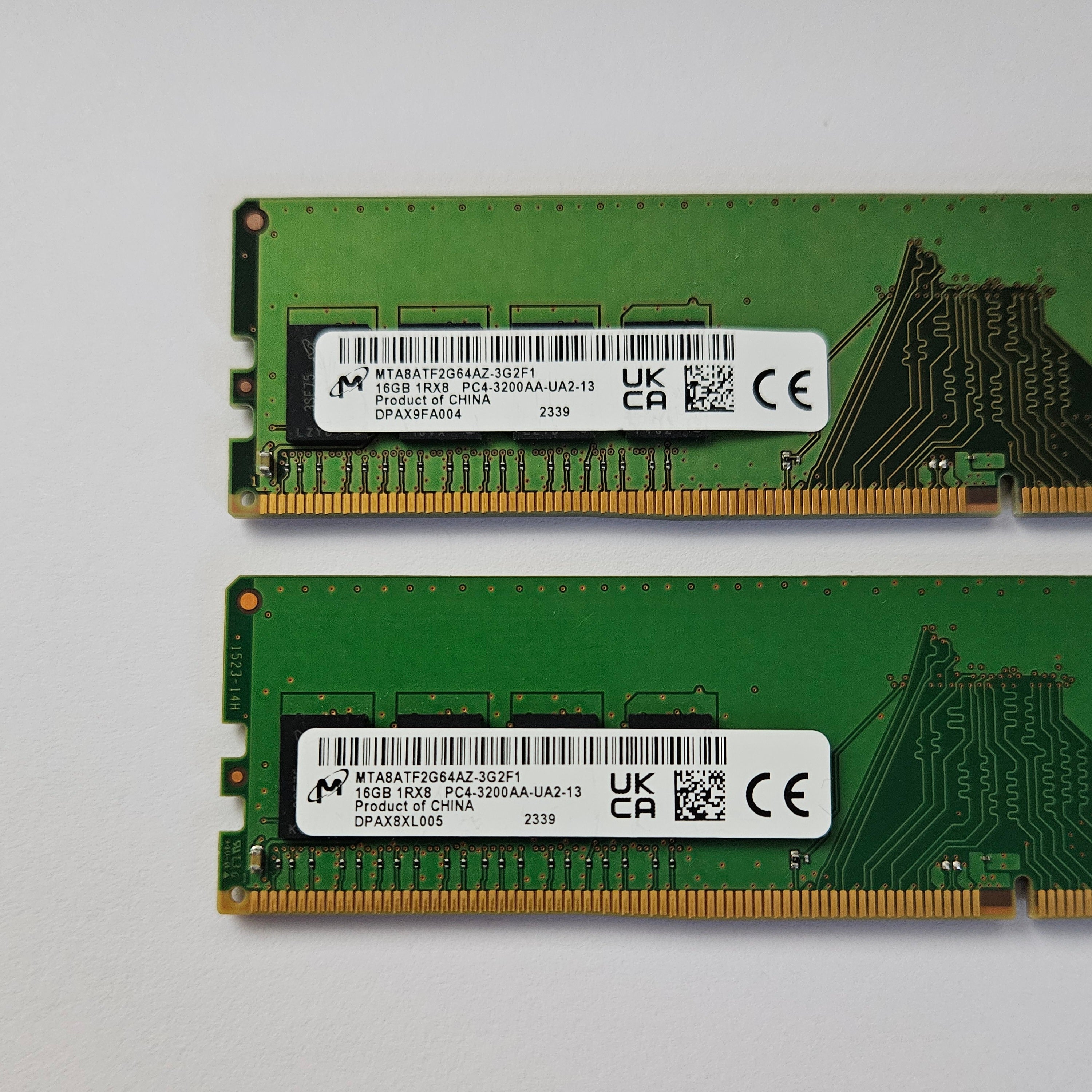 Micron 2x16GB (Total 32GB) 3200MHz DDR4 RAM MTA8ATF2G64AZ-3G2F1