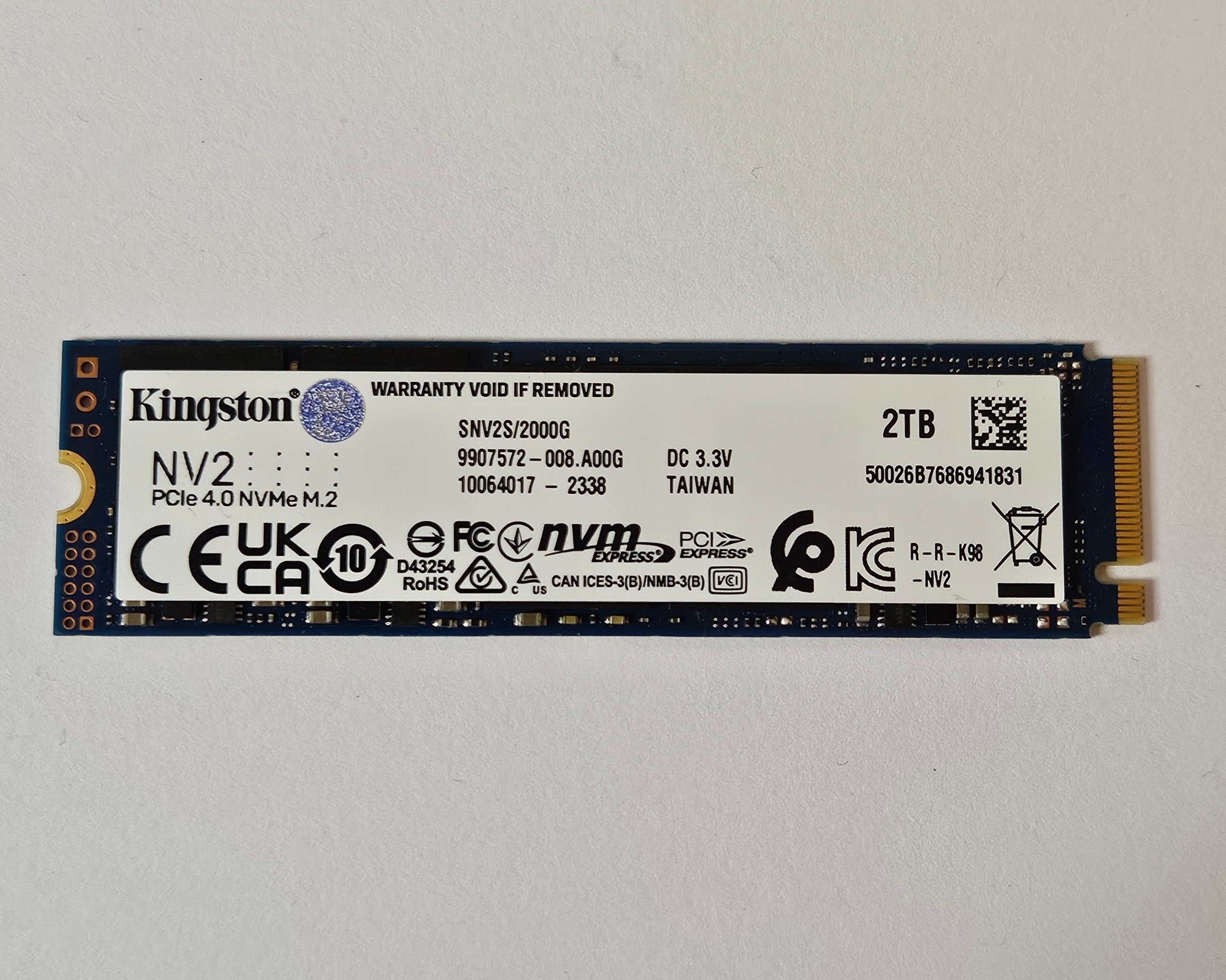 Kingston NV2 2TB PCIe 4.0 NVMe M.2 SSD SNV2S/2000G