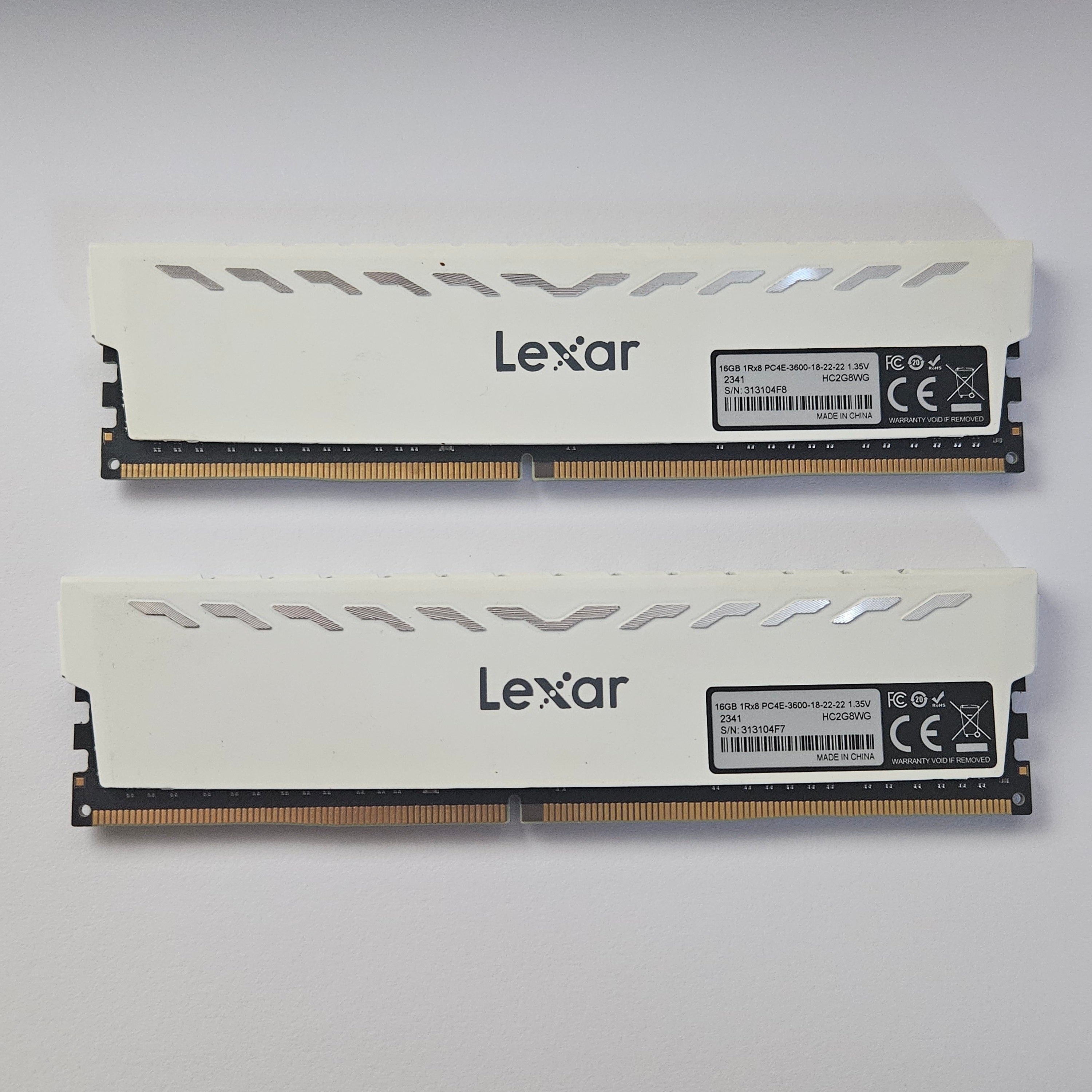 Lexar THOR 2x16GB (Total 32GB) 3600MHz DDR4 RAM HC2G8WG - WHITE