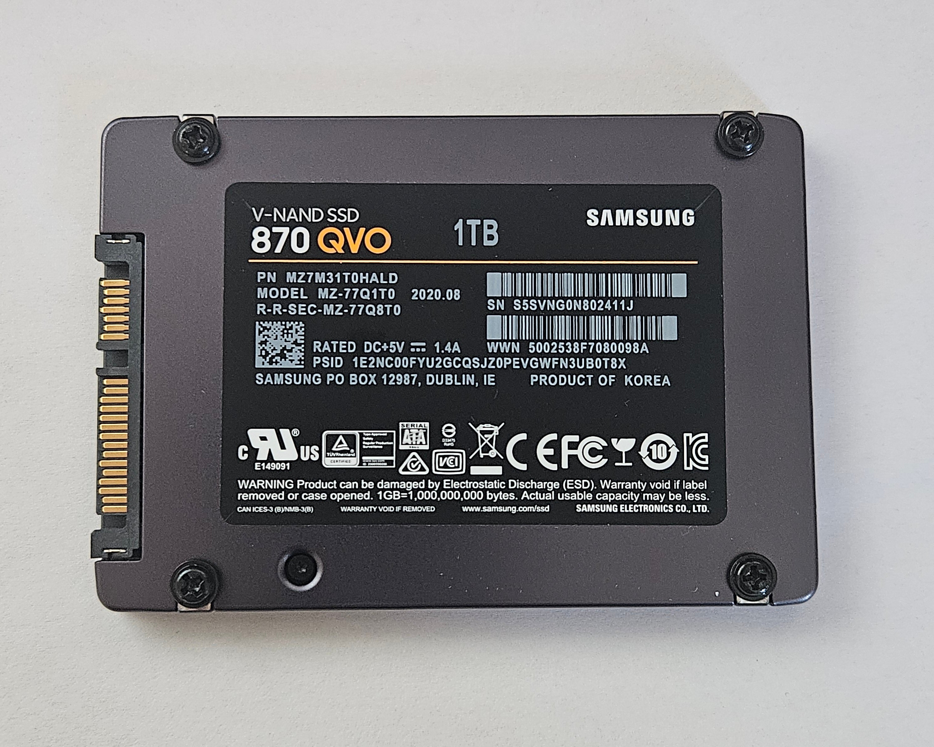 Samsung 870 QVO 1TB 2.5" SATA III SSD (Solid State Drive)